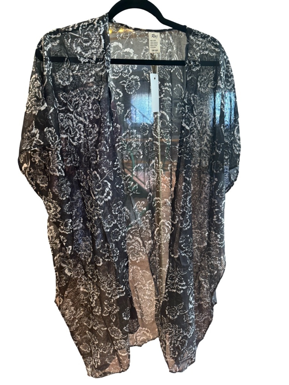 Raj Black and White Floral Sheer Kimono